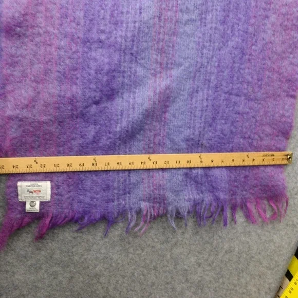 Mohair Wool Shawl Scarf VTG‎ Purple Ombre Striped Irish AVOCA HANDWEAVERS 25x68 - Picture 4 of 8